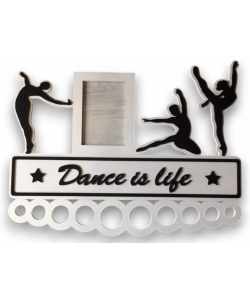 Медальница Dance is life черно-белая